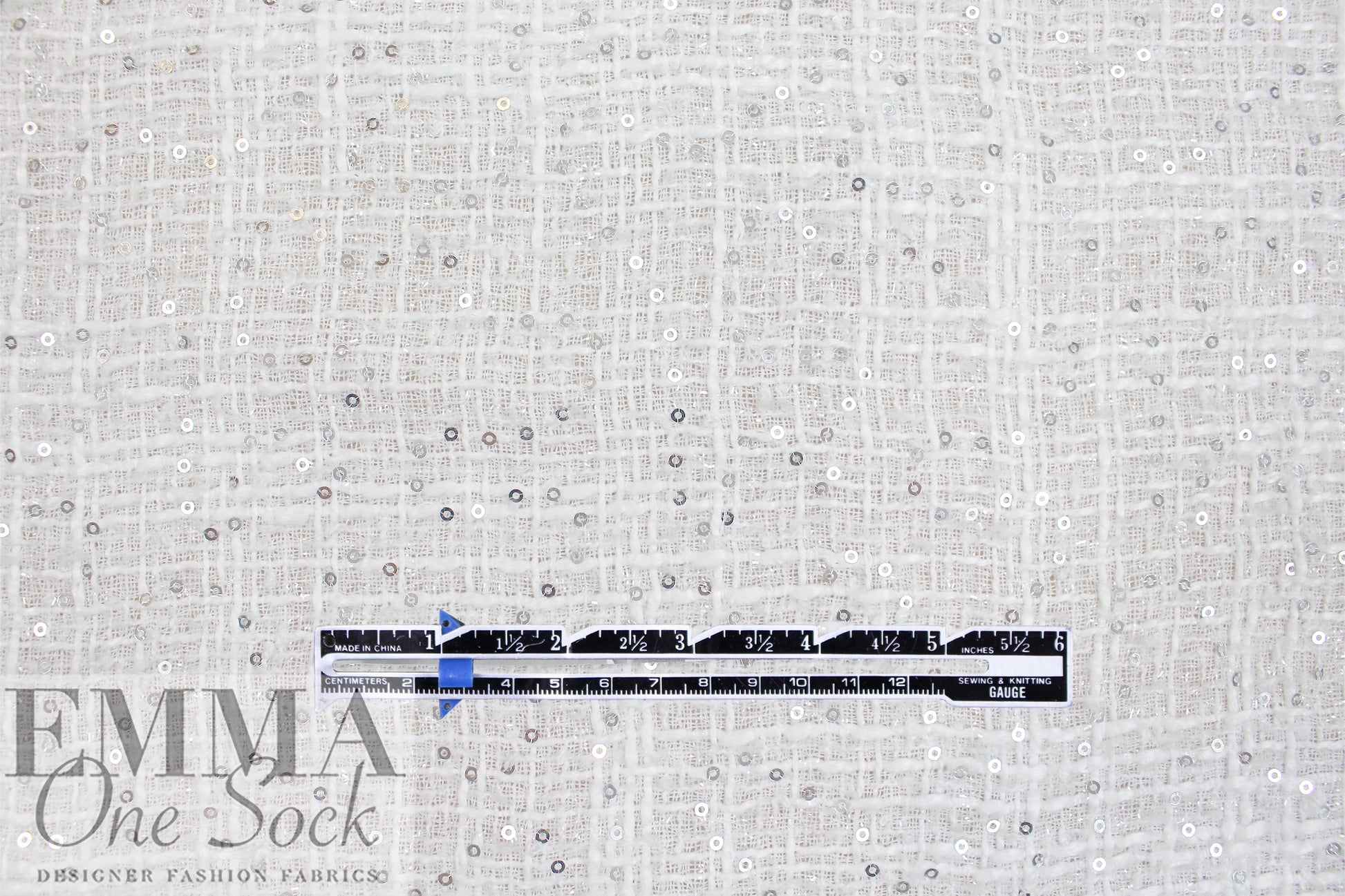textured basketweave sequin tweed suiting - snow white 1.75 yd