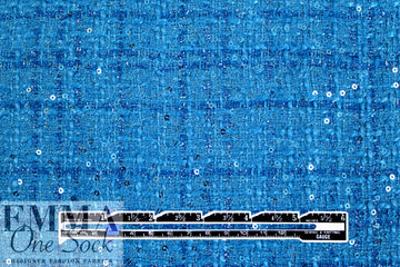 textured basketweave sequin tweed suiting - peacock blue 1.5 yd