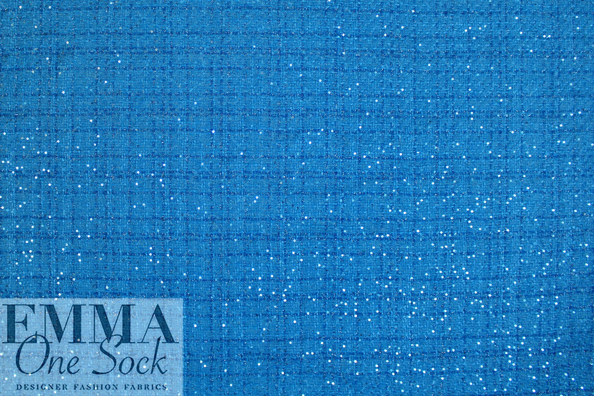 textured basketweave sequin tweed suiting - peacock blue 1.125 yds