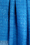 textured basketweave sequin tweed suiting - peacock blue 1.5 yd