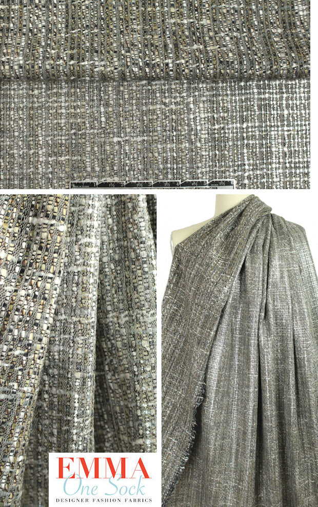 Italian glazed earth-toned wool blend tweed 2.25 yd