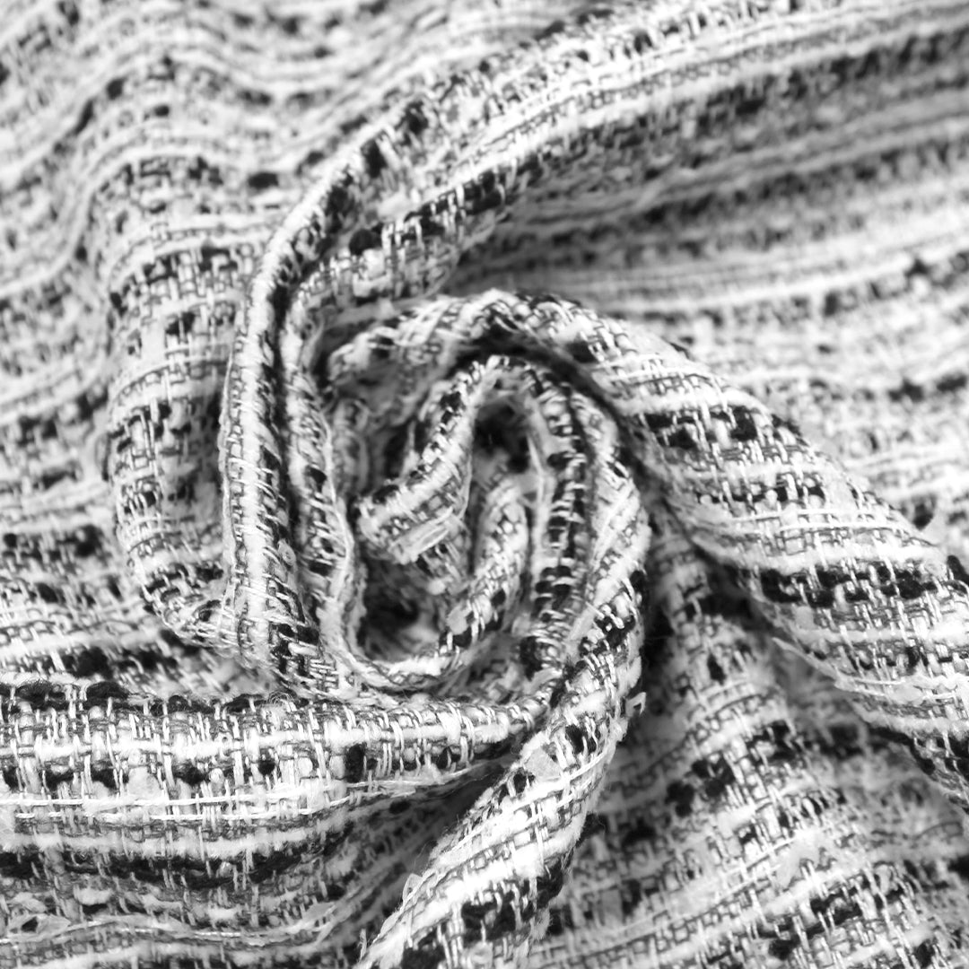 classic basketweave poly/wool tweed - black/white 1.875 yd