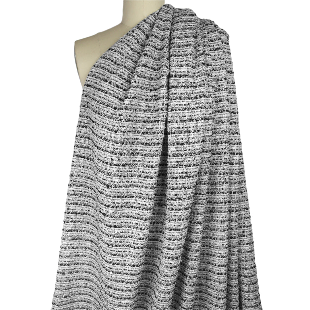 classic basketweave poly/wool tweed - black/white 1.875 yd