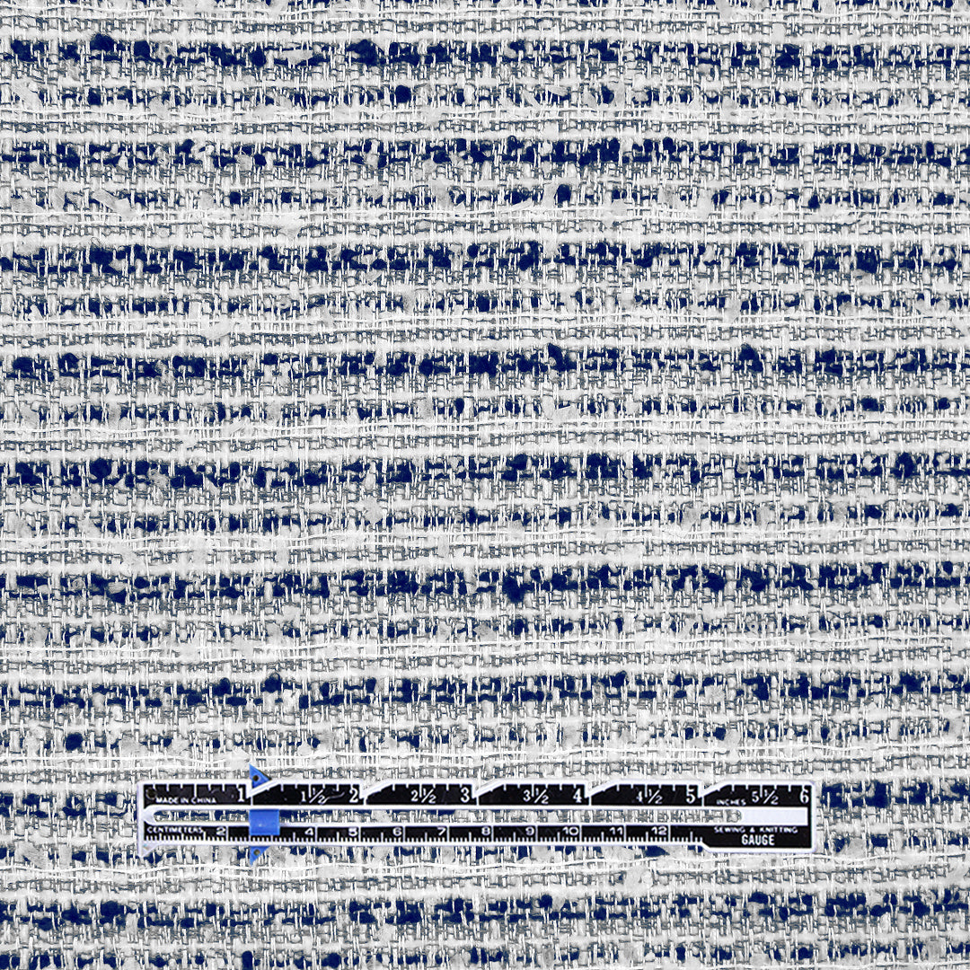 classic basketweave poly/wool tweed - navy/white .875 yds