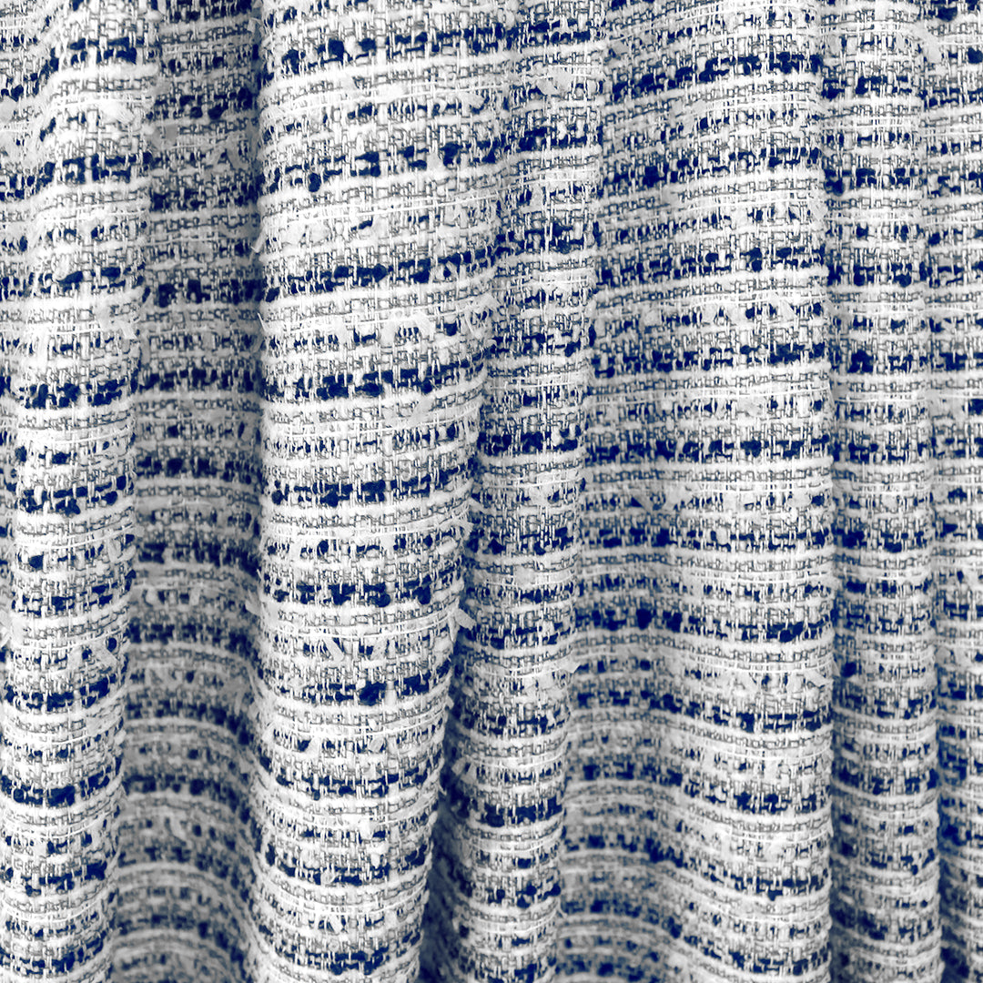 classic basketweave poly/wool tweed - navy/white 1.5 yds