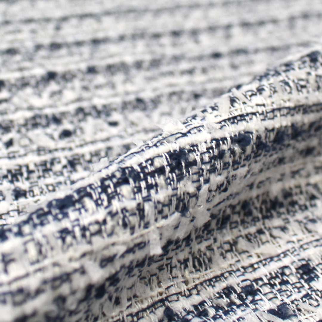 classic basketweave poly/wool tweed - navy/white 1.5 yds