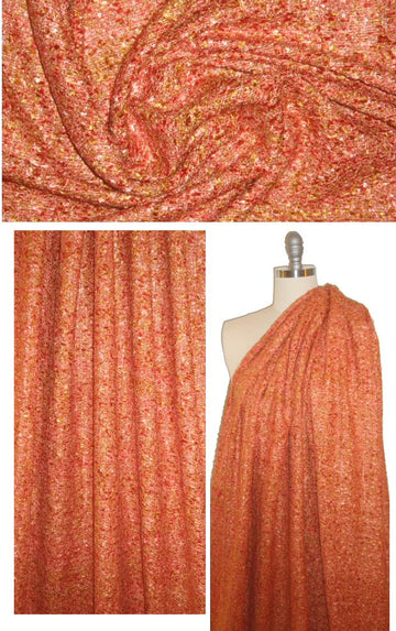 'French tweed' viscose blend boucle' - tangerine 1.5 yd
