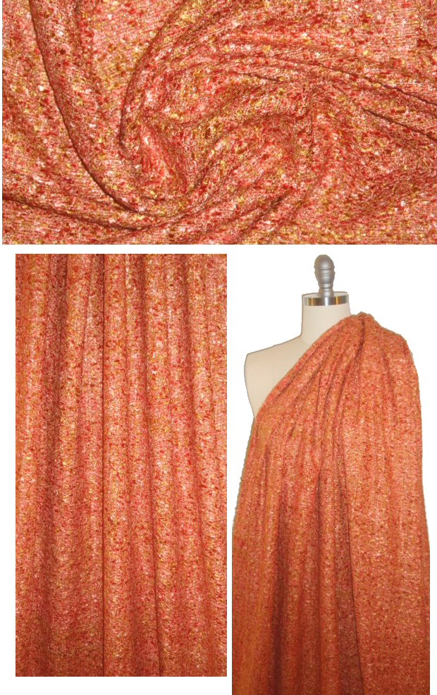 'French tweed' viscose blend boucle' - tangerine 2 yd