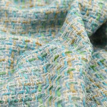 'Chanel-style' sparkly wool blend boucle' - seaglass/gold