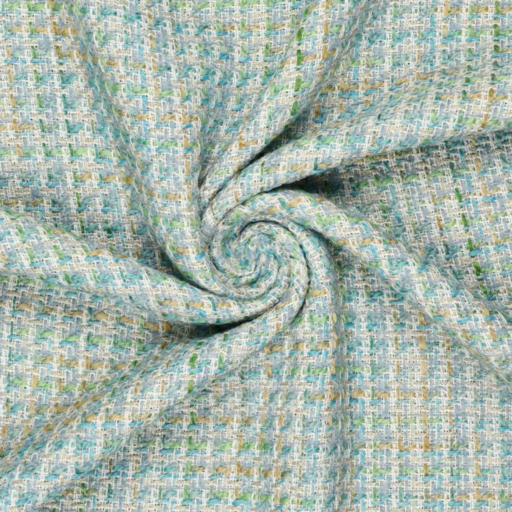 'Chanel-style' sparkly wool blend boucle' - seaglass/gold