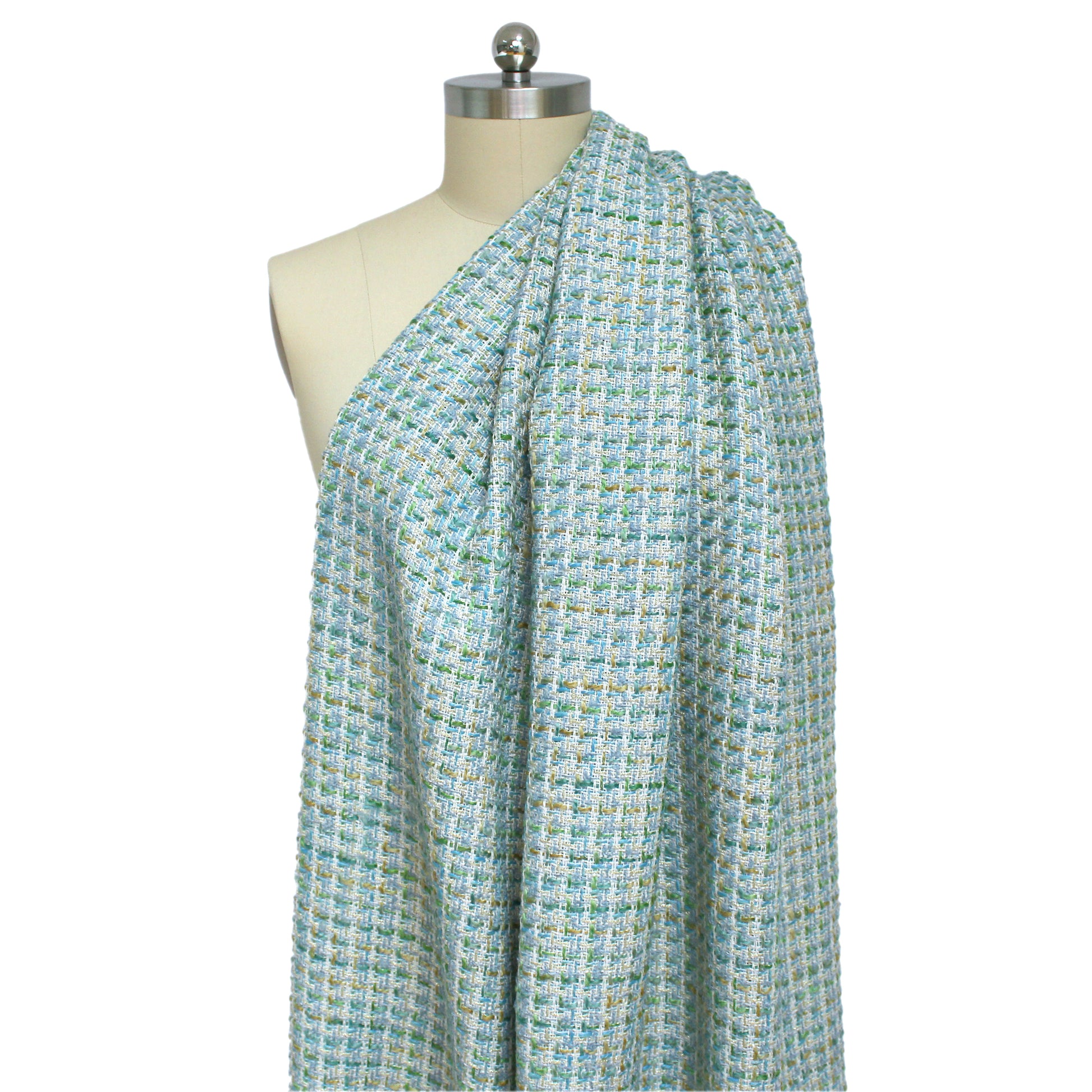 'Chanel-style' sparkly wool blend boucle' - seaglass/gold