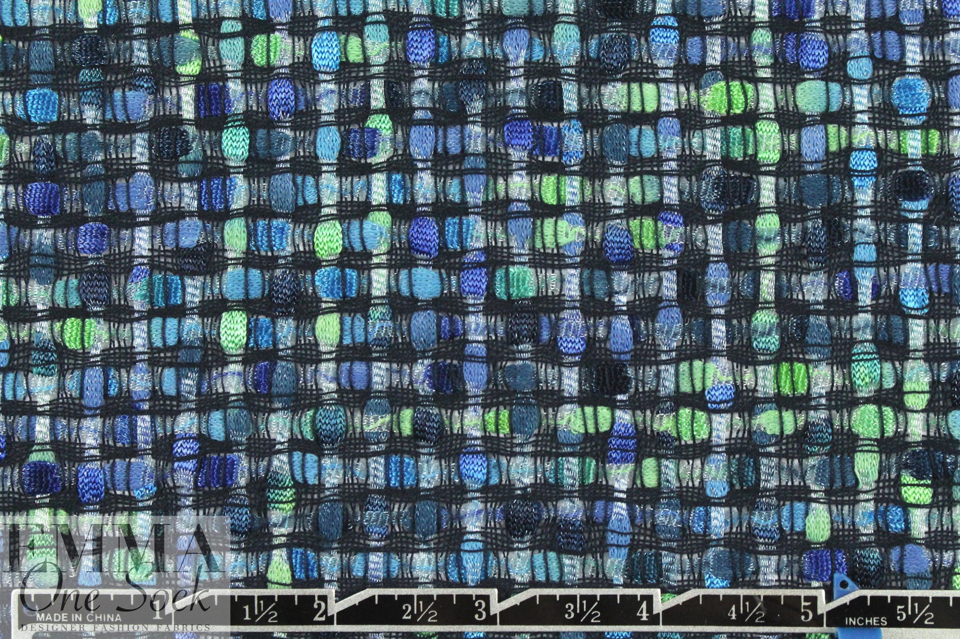 Carmen Marc Va1vo fancy weave boucle' - blue/green 1.25 yds