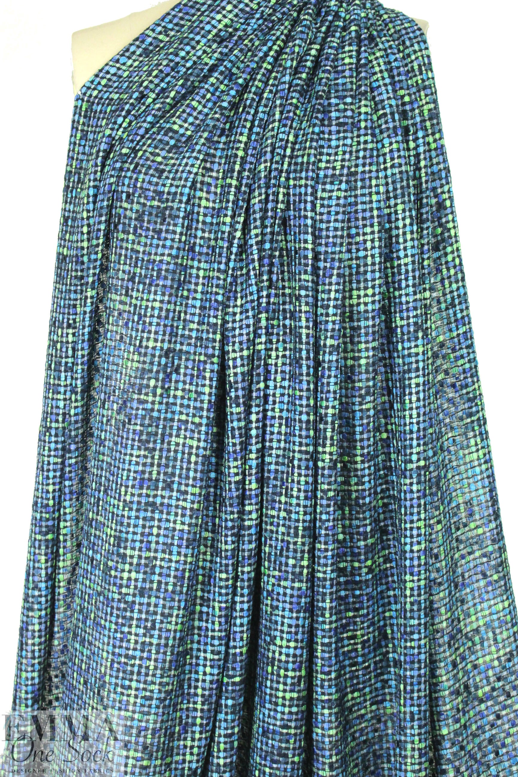 Carmen Marc Va1vo fancy weave boucle' - blue/green