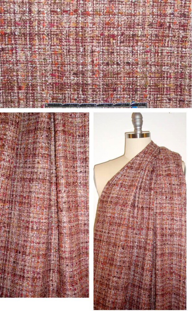 David Meister marsala/blush boucle' tweed 3 yds