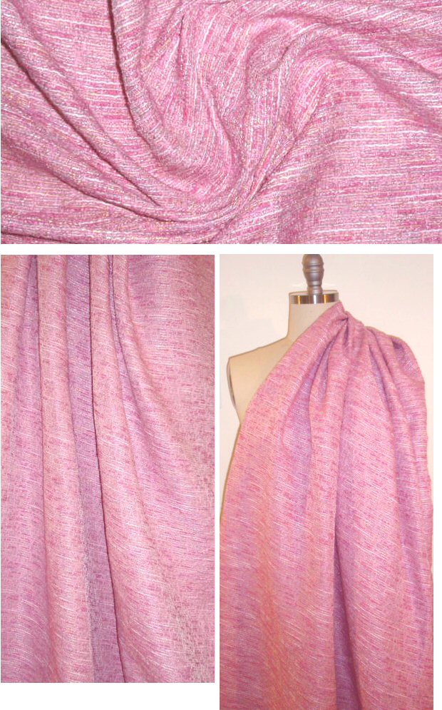 David Meister pink nubby cotton tweed suiting 1.8 yd