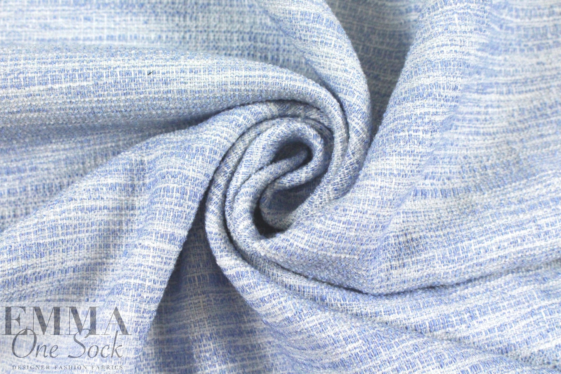 Spanish fiber blend tweed suiting - blue/white