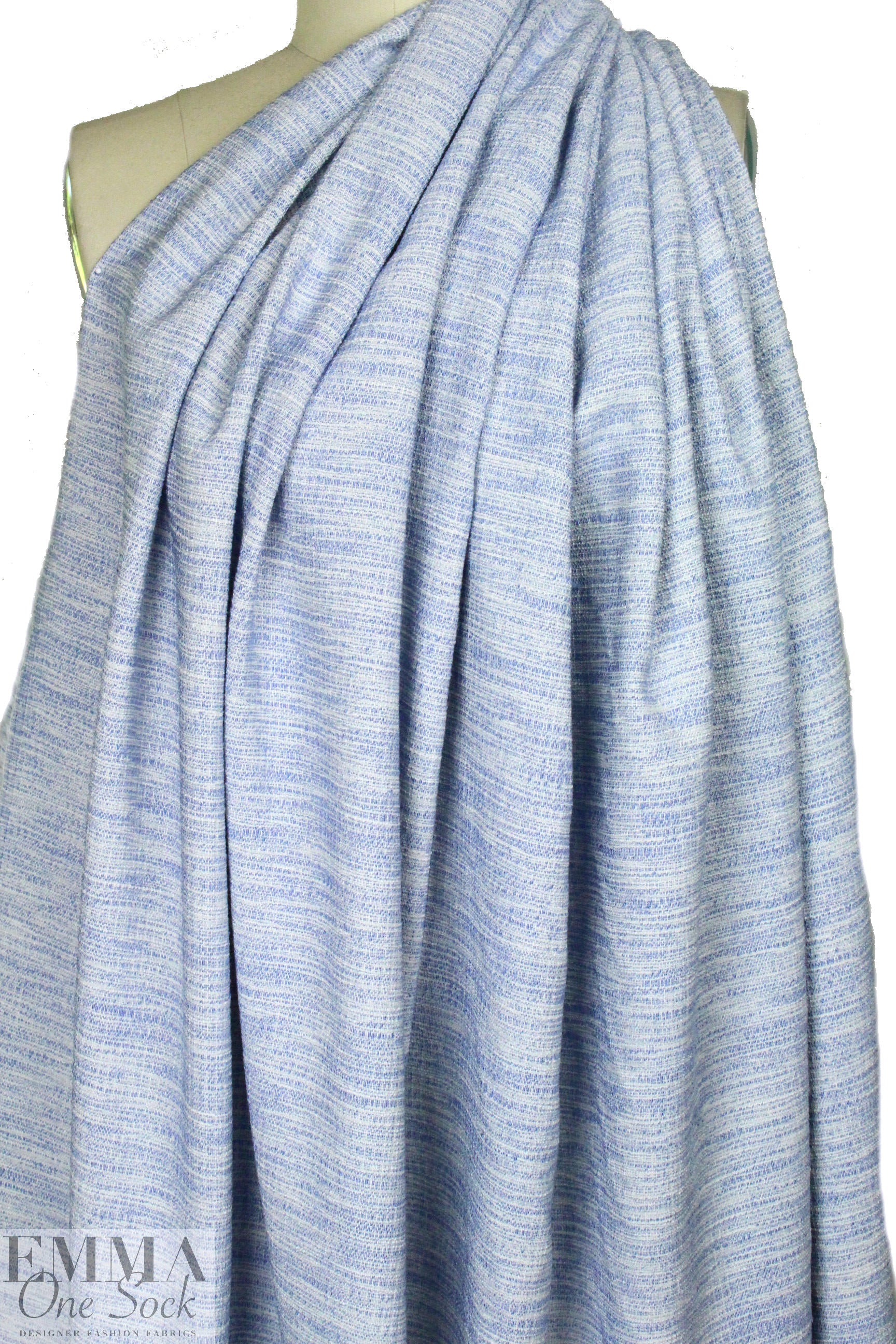 Spanish fiber blend tweed suiting - blue/white
