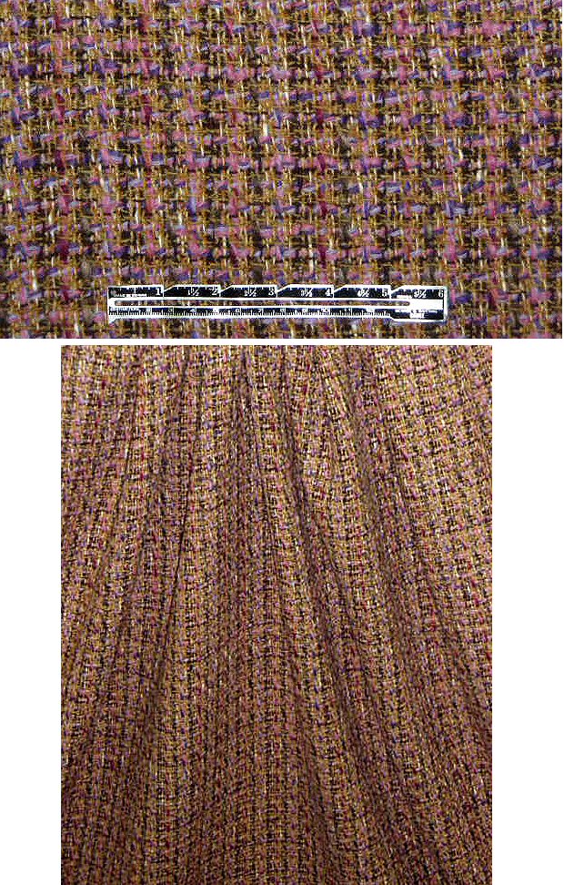 Italian gold/lilac boucle basketweave tweed 1.875 yds