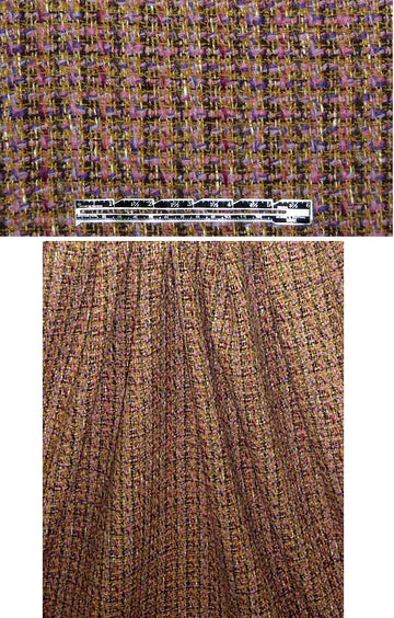 Italian gold/lilac boucle basketweave tweed 1.875 yds