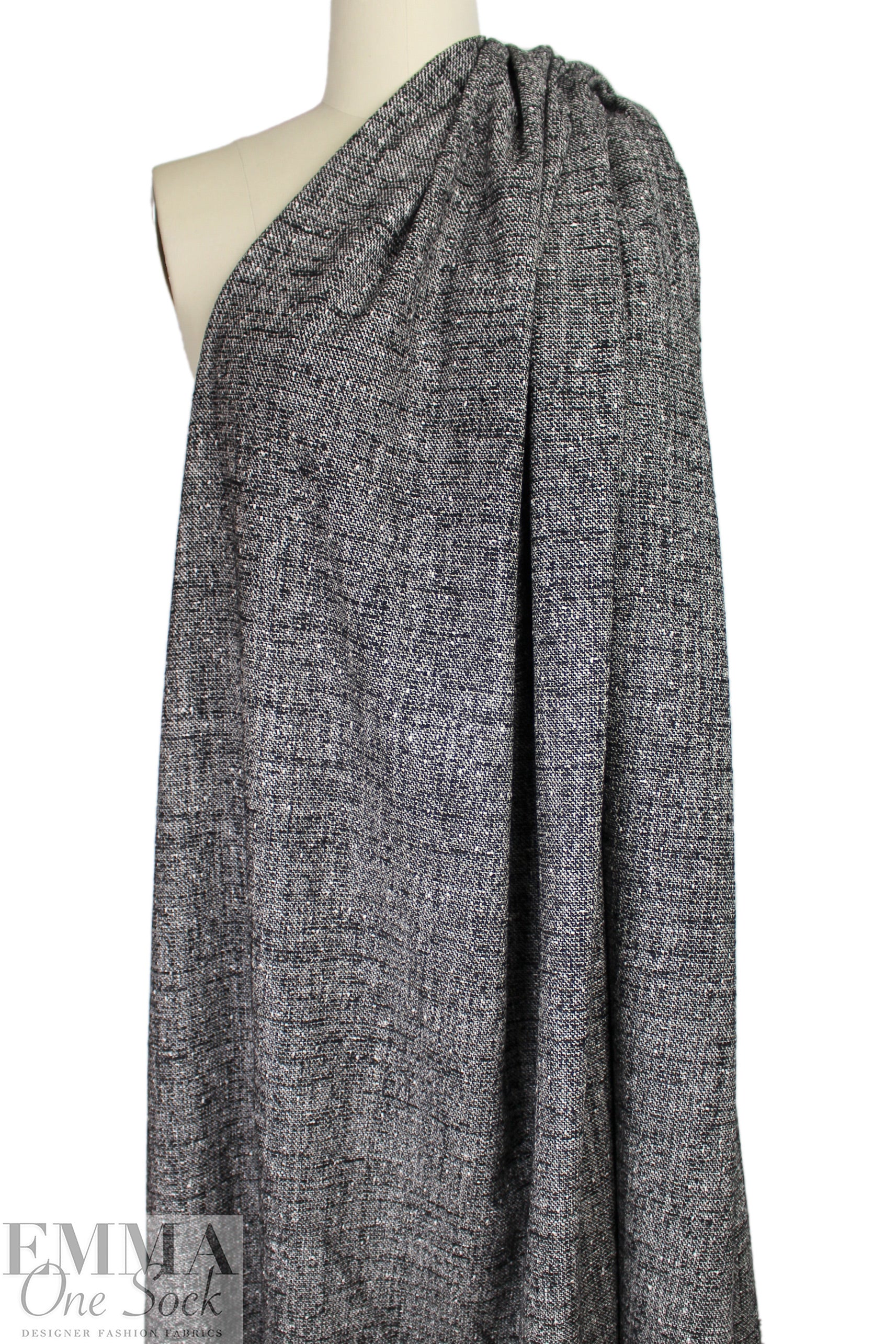 Italian designer salt/pepper wool/cotton blend tweed 2 yd