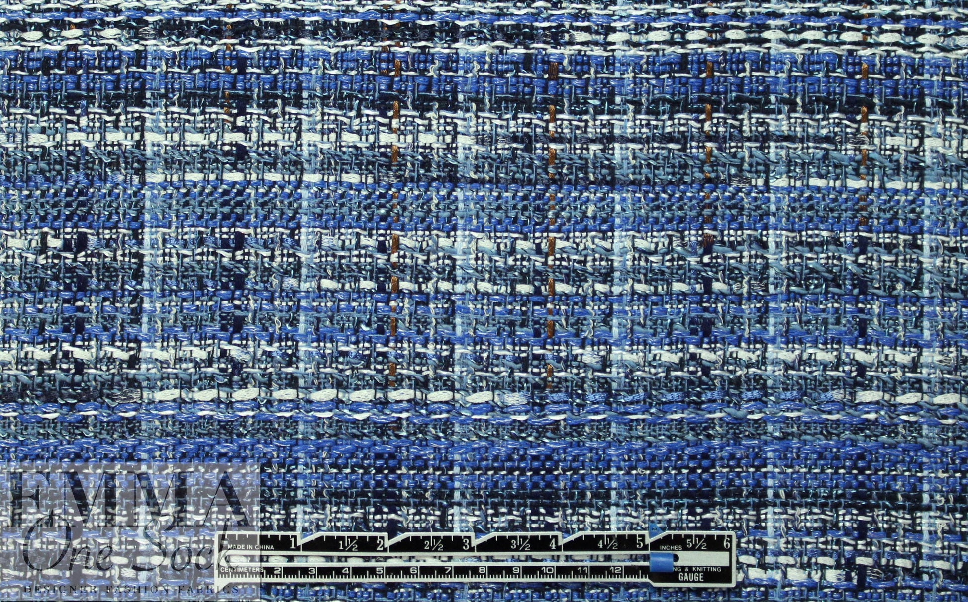 Italian shades of blue tweedy plaid suiting