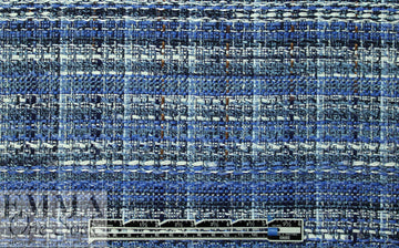 Italian shades of blue tweedy plaid suiting 1.5 yds