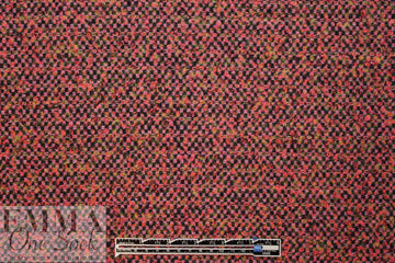 Italian hot coral boucle' tweed wool blend woven