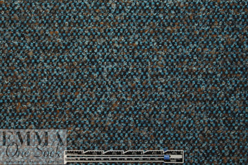 Italian turquoise boucle' tweed wool blend woven