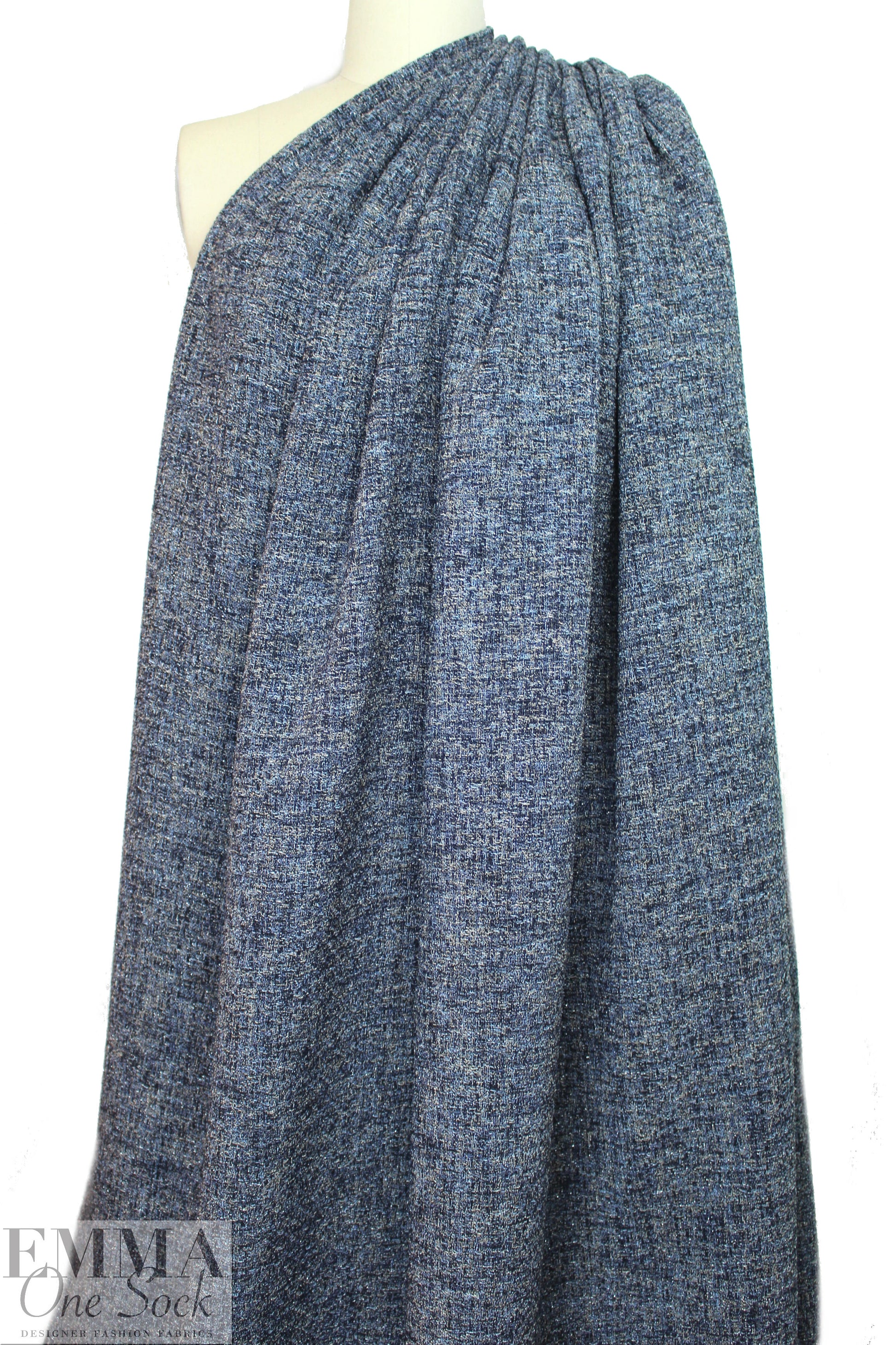 Tah@ri blue/gray soutache tweed suiting