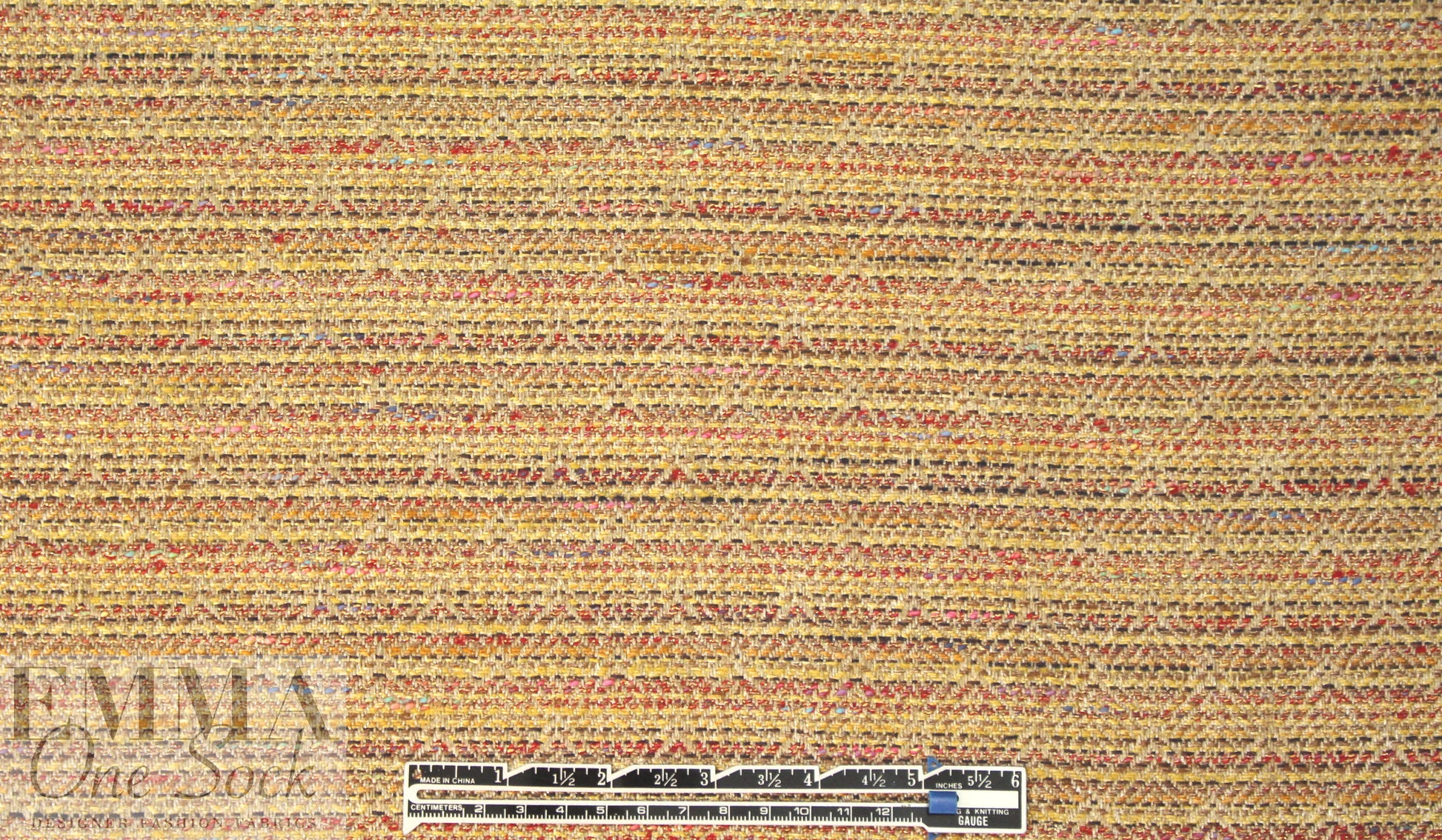 Italian gold/red chevron basketweave suiting