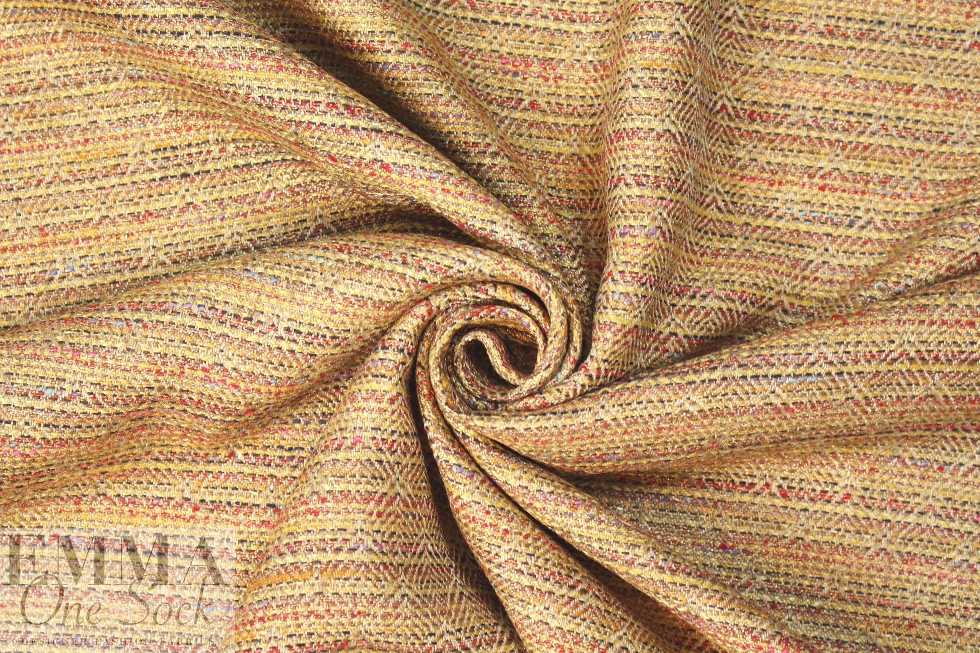 Italian gold/red chevron basketweave suiting 1.375 yds