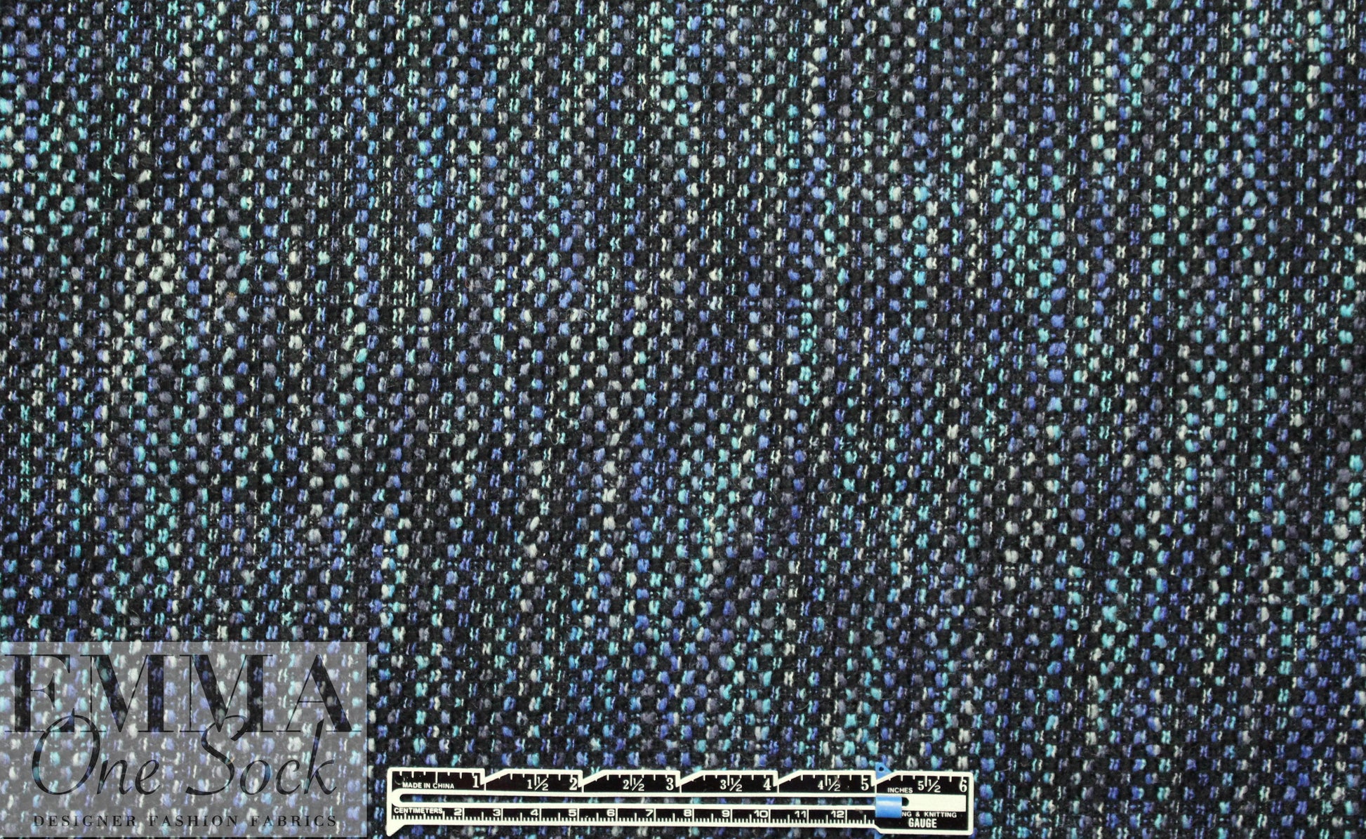 Italian tweedy weave wool blend blue tones suiting