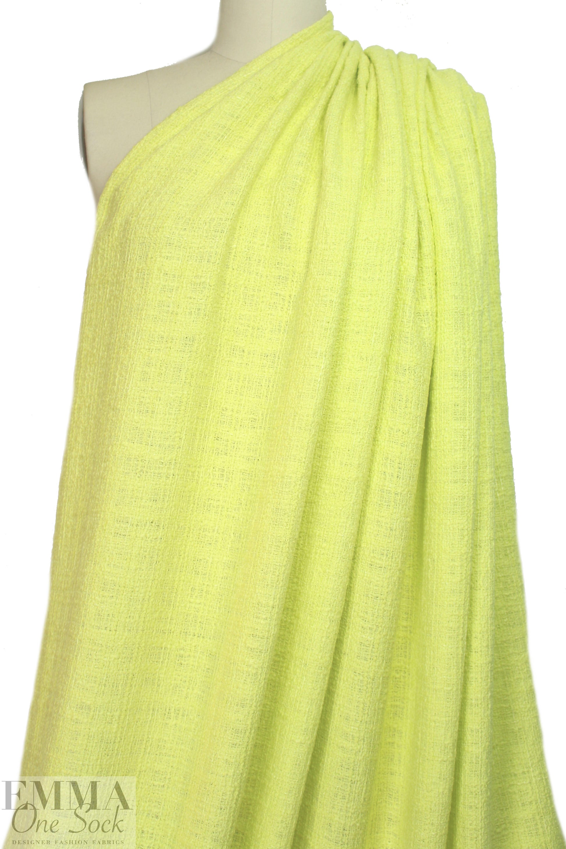 NY designer textured cotton tweed - lemon 1.375 yds