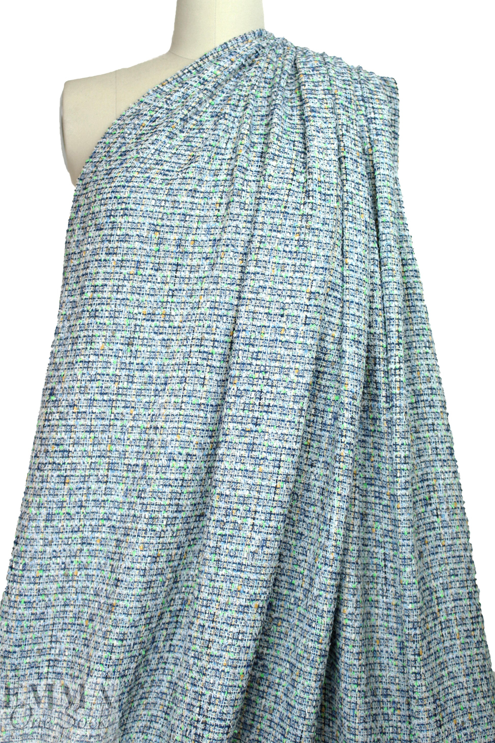 Rebecca Tay1or 'Chanel tweed' -navy/lime/yellow 1.75 yds