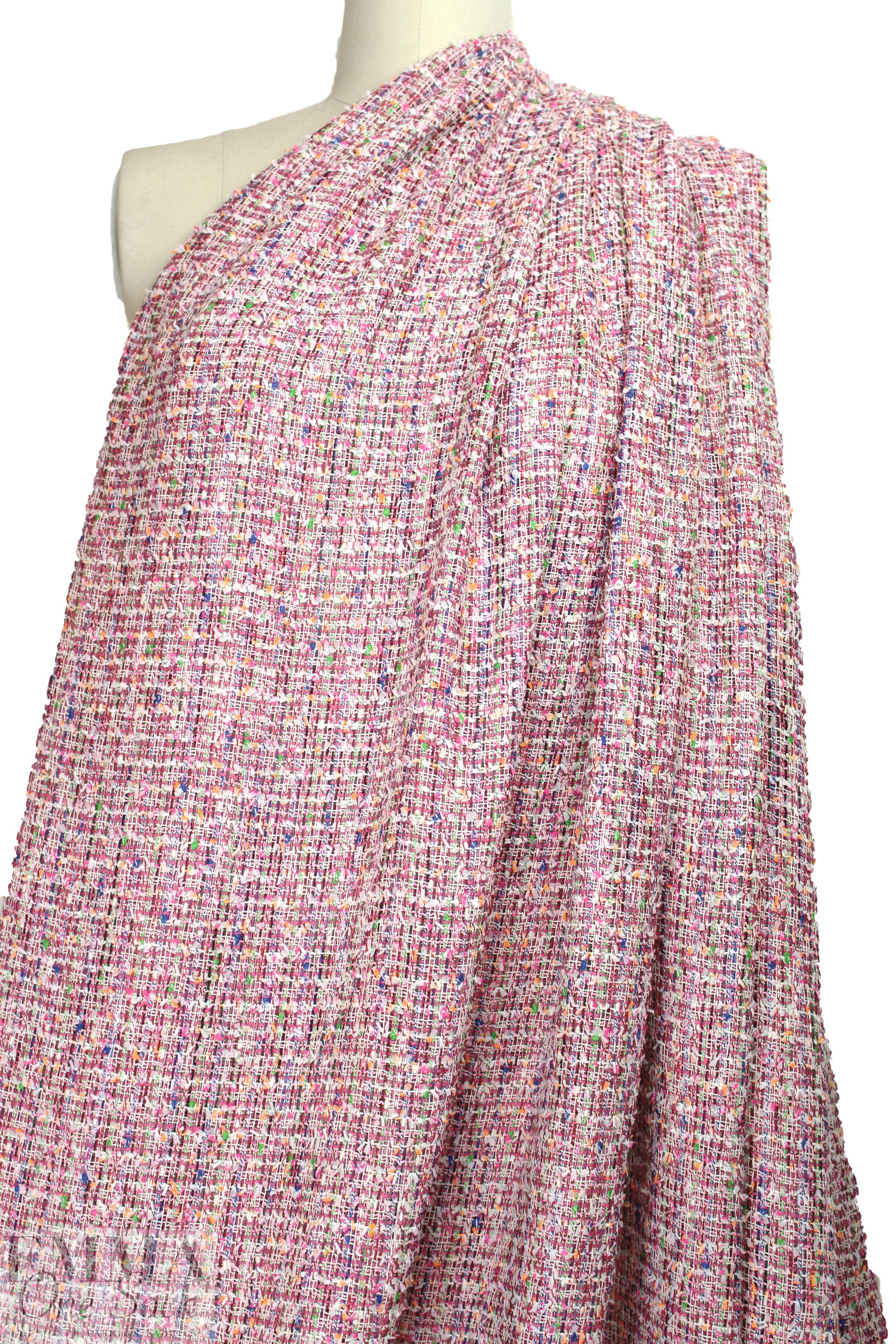 Rebecca Tay1or 'Chanel tweed' - pink rose/cobalt 1.75 yds