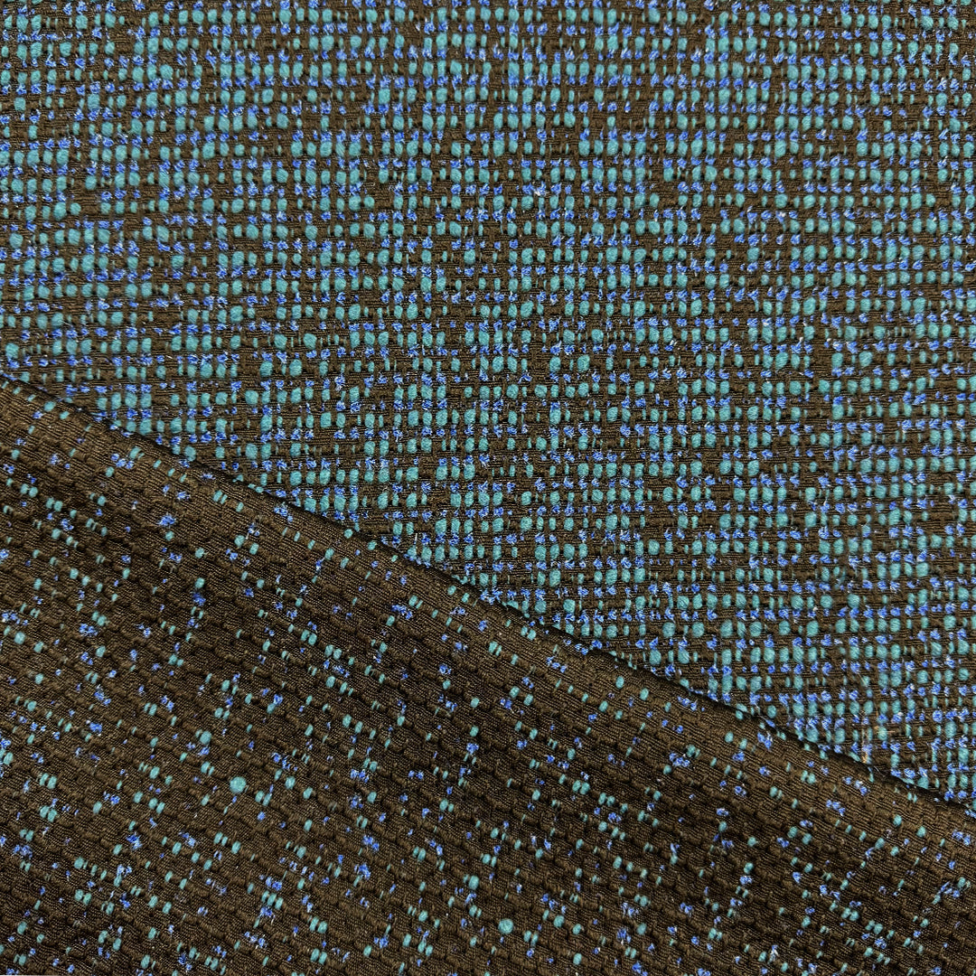 Italian Chane1-style tweedy boucle' suiting- blue/teal/black 2.125 yd