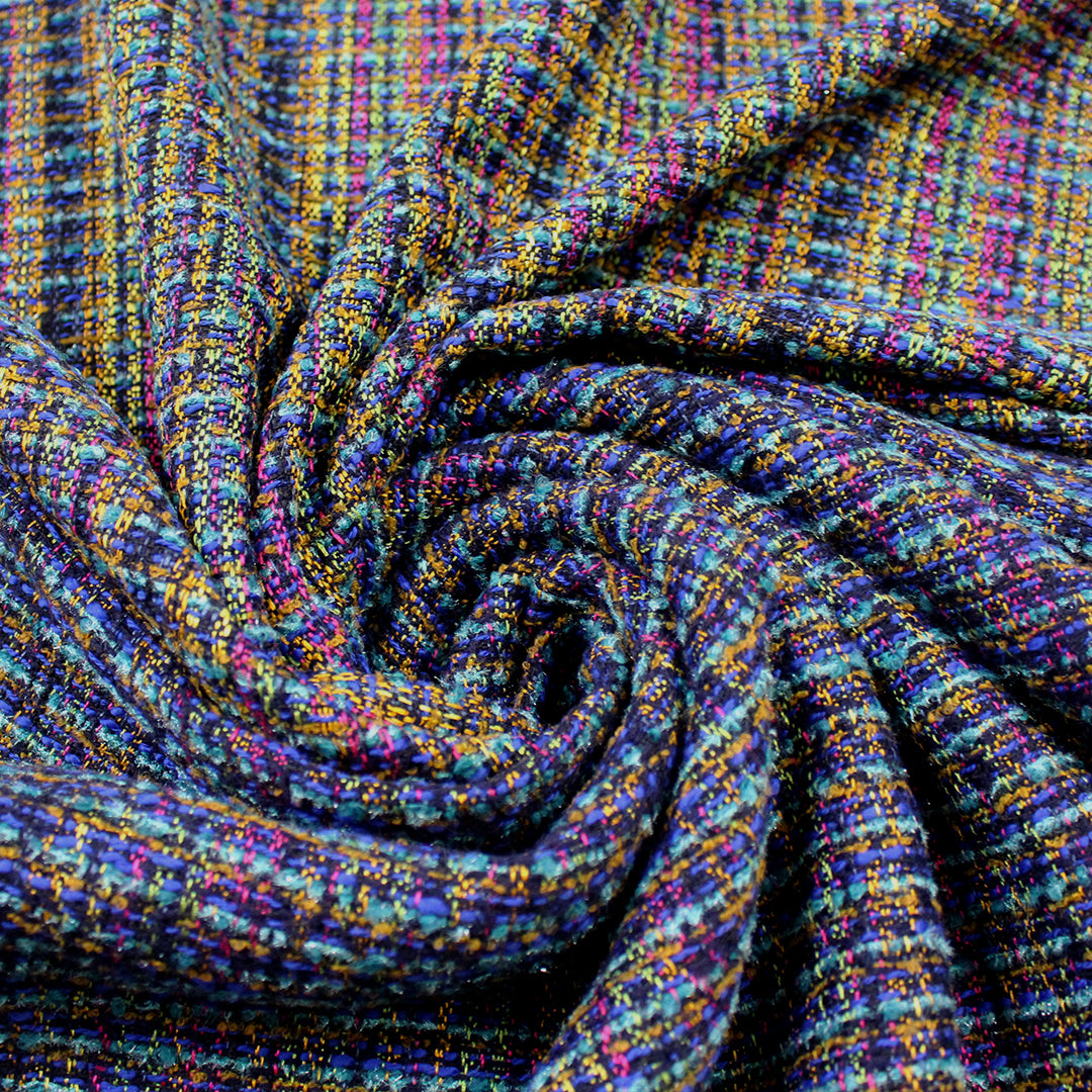 Italian Chane1-style plaid boucle' tweed suiting 2 yd