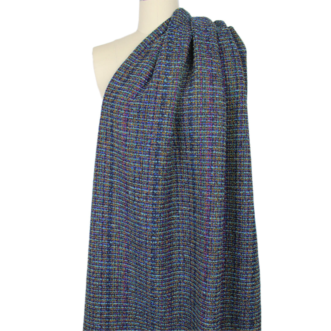 Italian Chane1-style plaid boucle' tweed suiting 2 yd