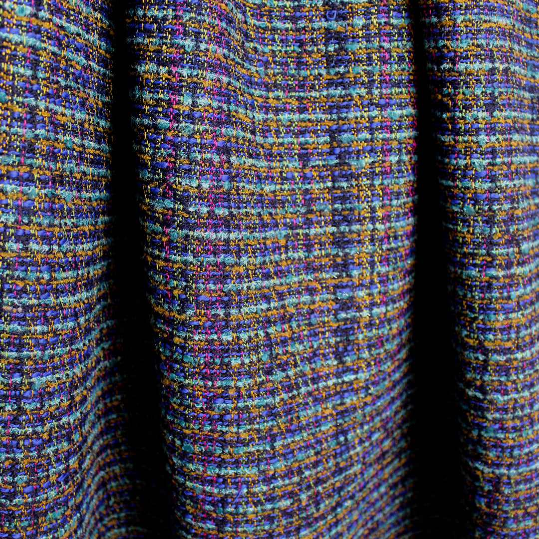Italian Chane1-style plaid boucle' tweed suiting 2 yd
