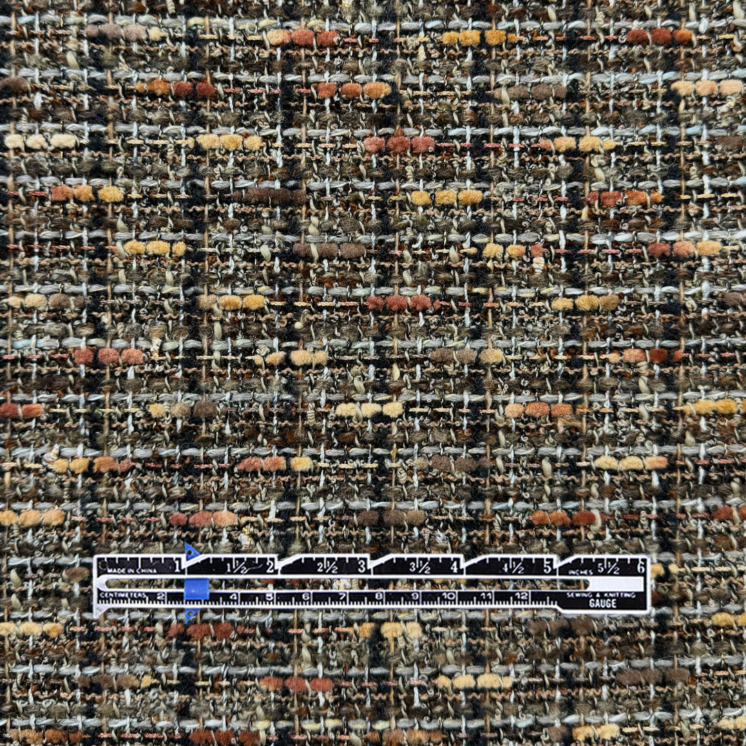 Italian Chane1-style wool blend tweedy boucle' - earthtones .875 yds