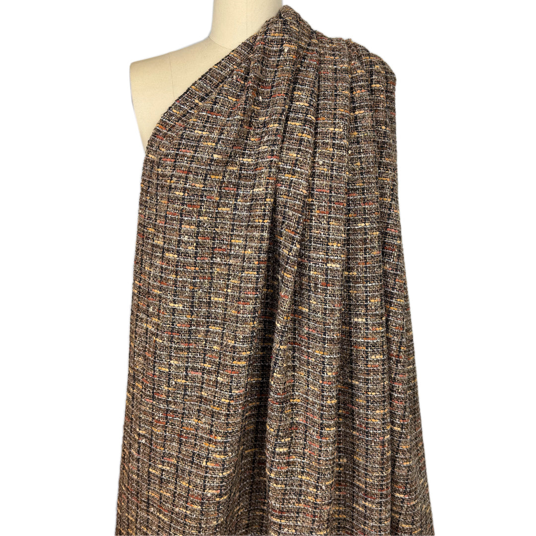 Italian Chane1-style wool blend tweedy boucle' - earthtones .5 yds