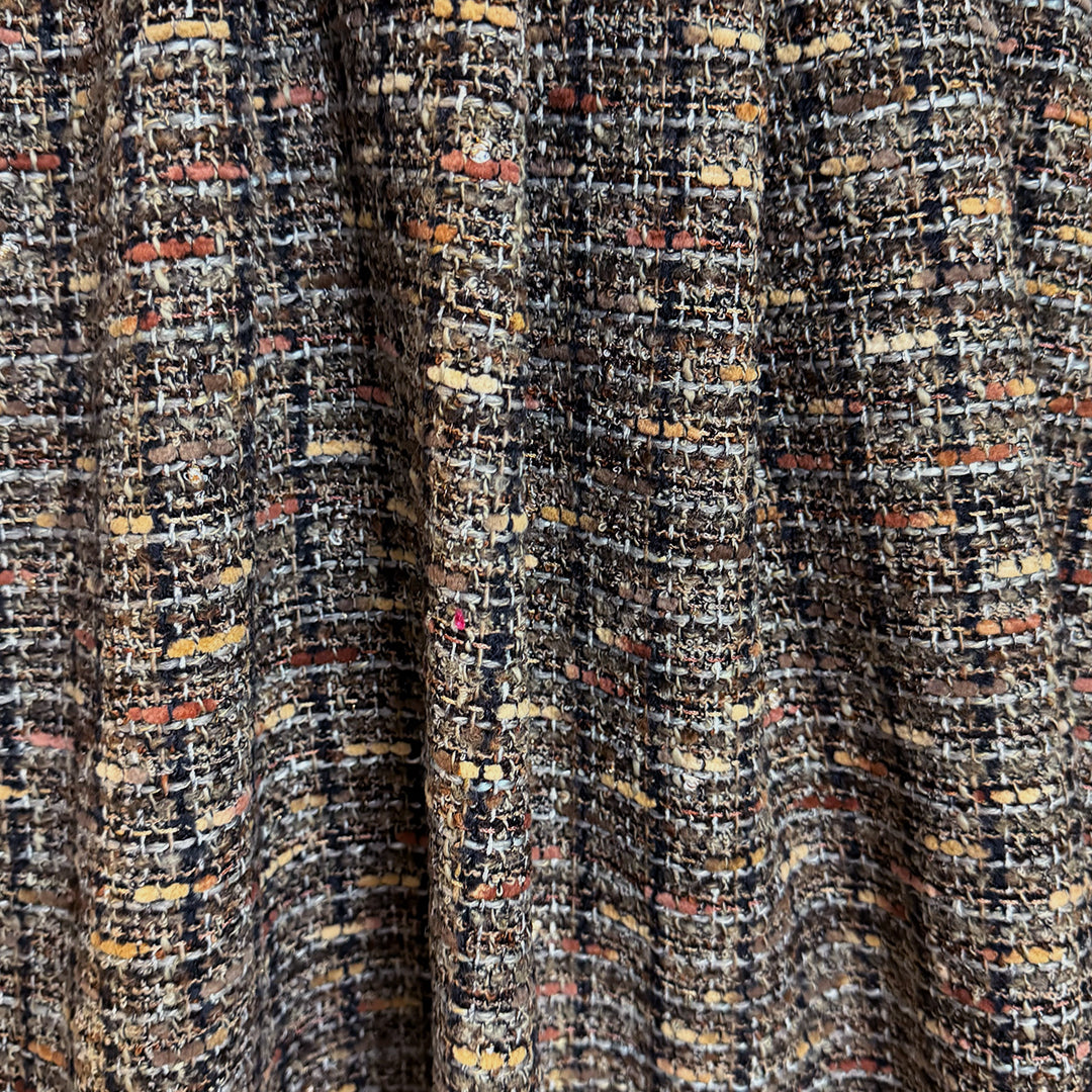 Italian Chane1-style wool blend tweedy boucle' - earthtones 1.125 yds
