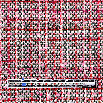 Italian Chane1-style wool blend tweedy boucle' - pink/red 1.125 yds