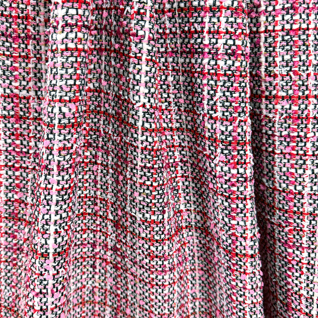 Italian Chane1-style wool blend tweedy boucle' - pink/red 1 yard