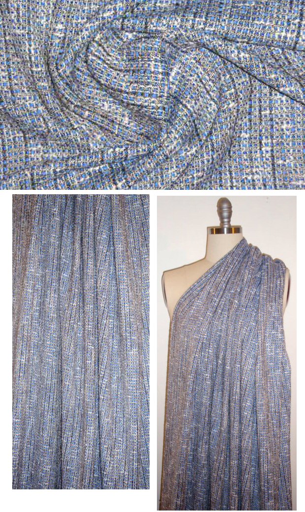 Italian cotton blend blue/natural tweedy basketweave 1.625 yds