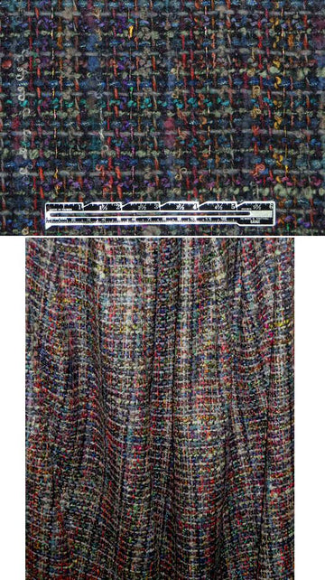 French wool tweed - jewel tones 2 yds
