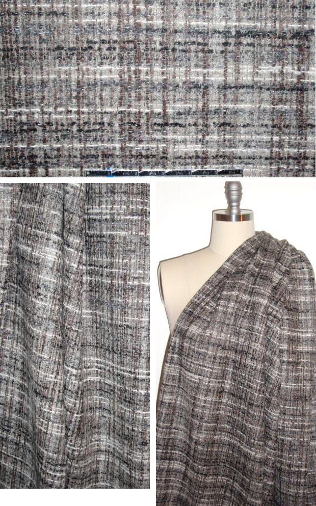 Italian mocha/gray wool blend fancy tweed .875 yds