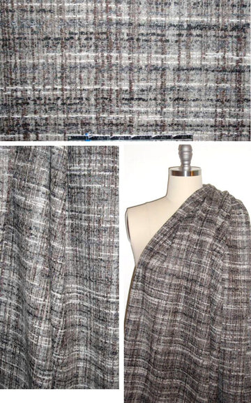 Italian mocha/gray wool blend fancy tweed .875 yds