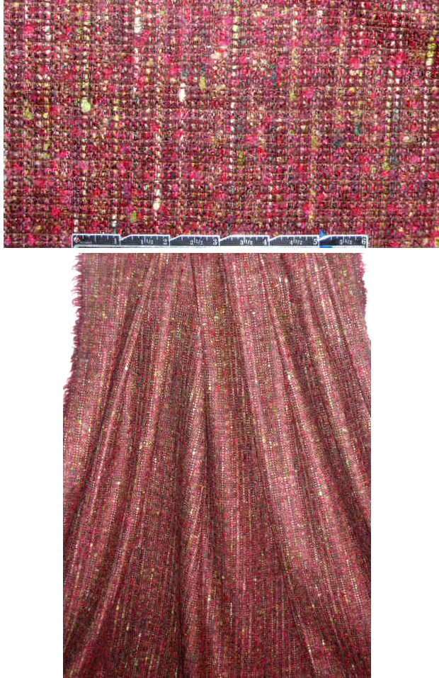 Italian rose/burgundy wool blend tweed/boucle'