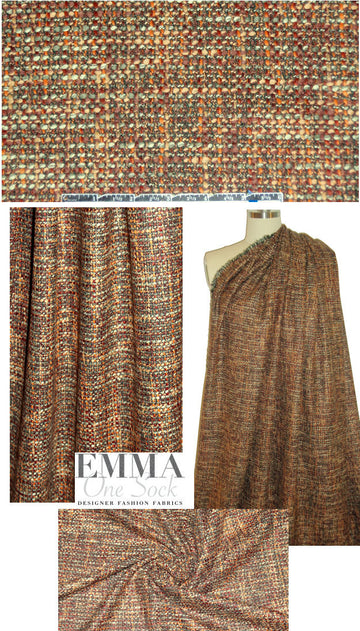 Italian spice/loden tweed wool blend woven